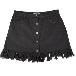 Olive Scent Denim Skirt Black Button Up Women  Size M‎ Medium Jean Skirt